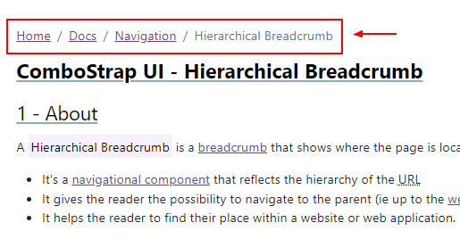 Combostrap Hierarchical Breadcrumb