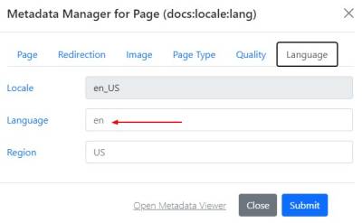 Page Language Metadata Manager