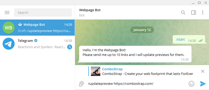 Telegram Webpage Bot