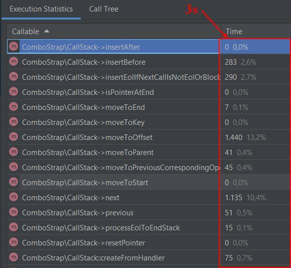Dokuwiki Callstack Execution Time